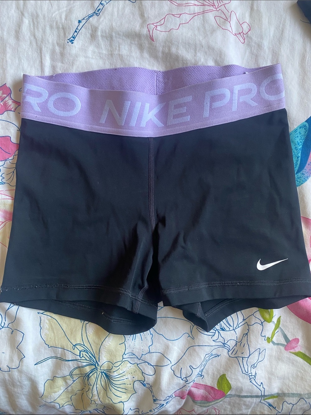 Nike Women's Black Bike Shorts with Lavender Waistband